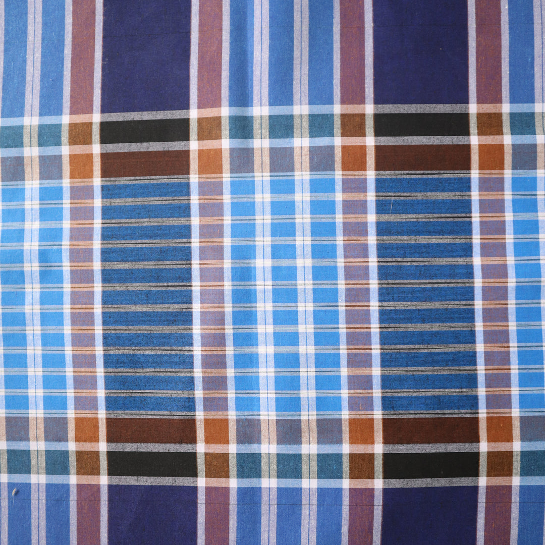 Versatile brown/dark blue long checkered Lungi