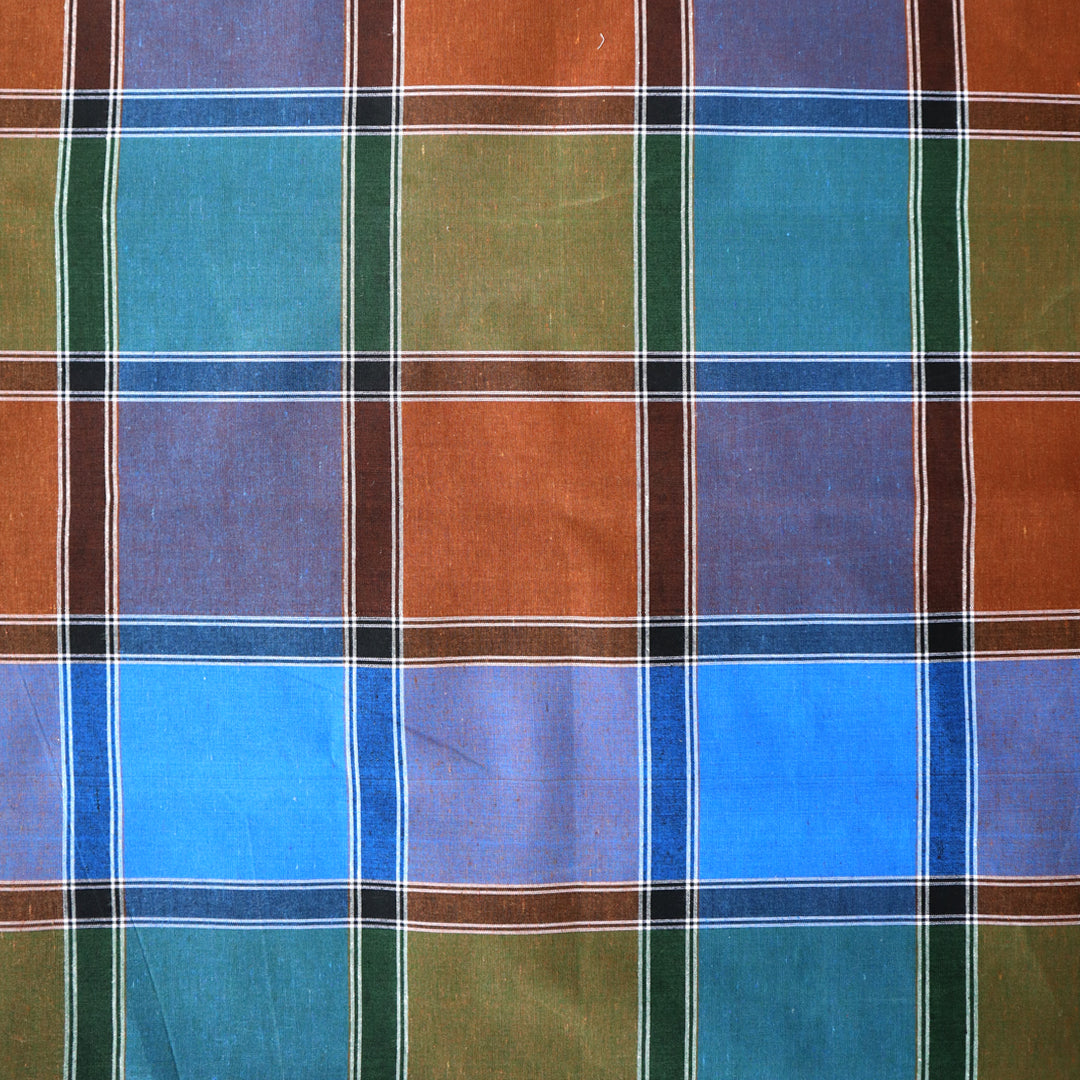 Orange/blue variant checkered Lungi