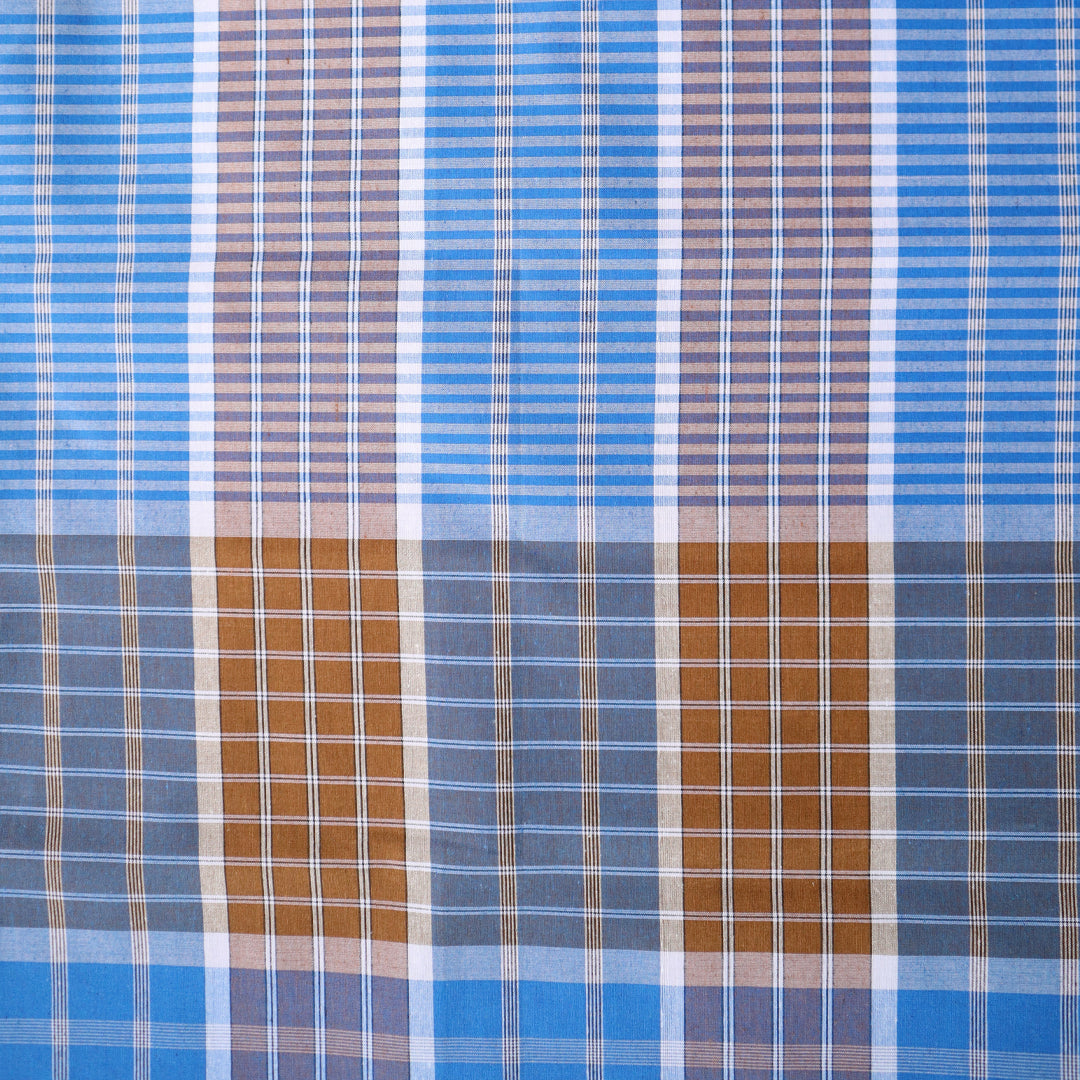 Blue-striped orange checkered lungi