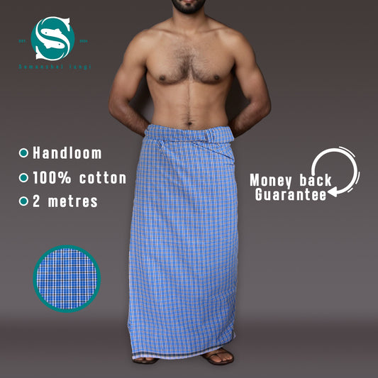 Lite blue checkered Lungi