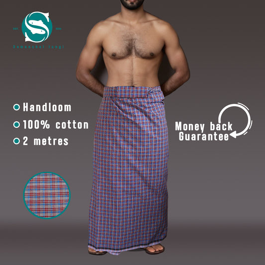 Small maroon checkered Lungi