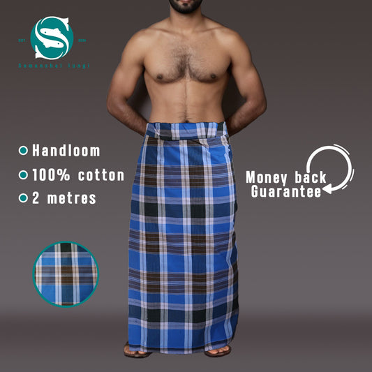 Versatile green/blue big checkered Lungi