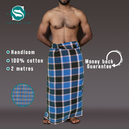 Big checkered blue and black lungi