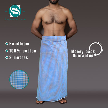 small black/blue checkered Lungi