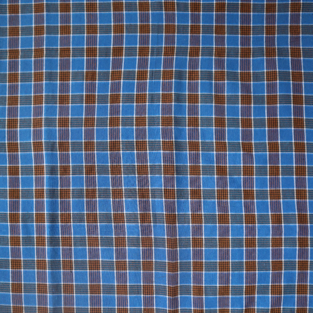 Small brown/blue checkered lungi