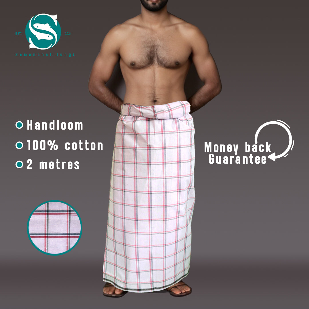 Big red/black checkered white Lungi