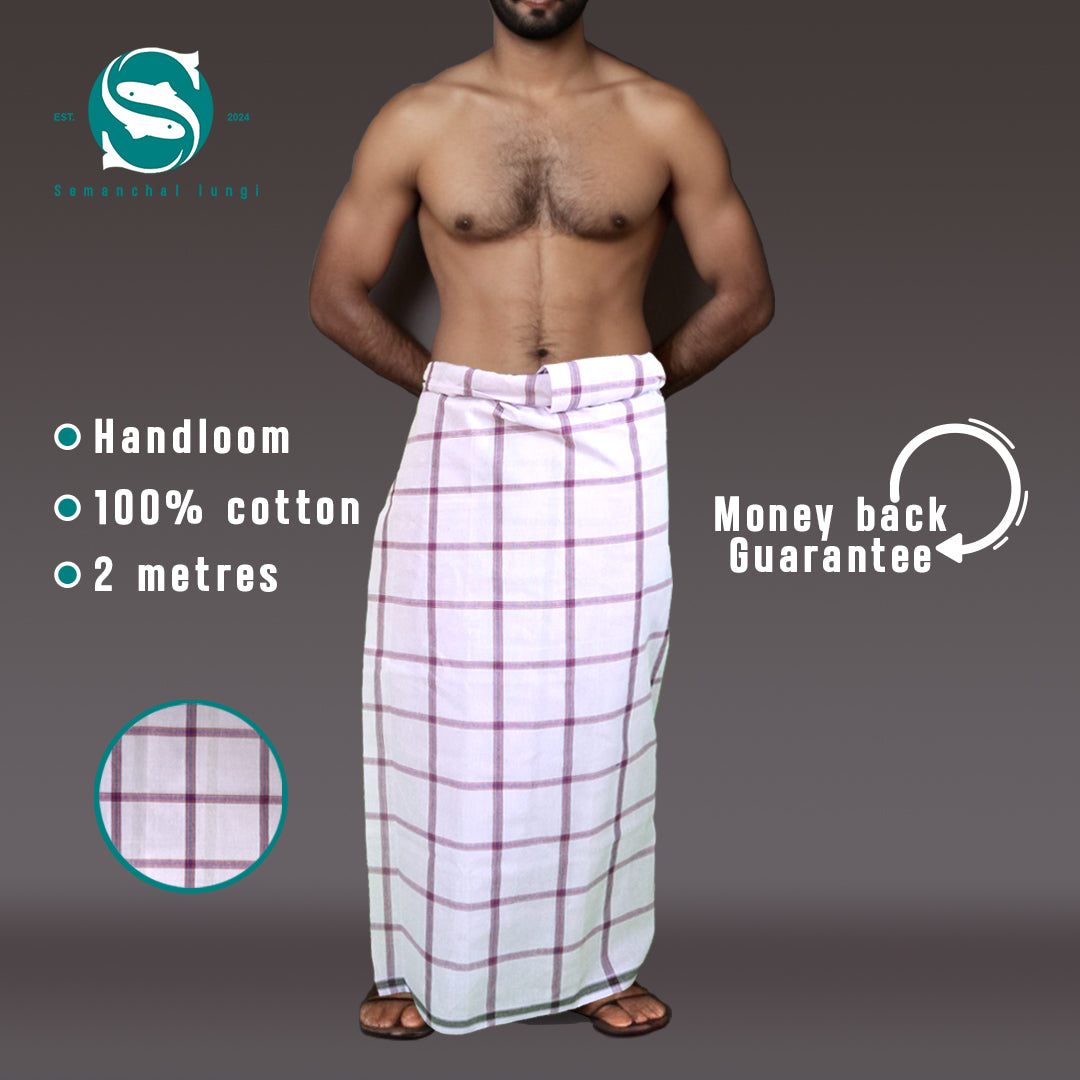 Big Lite maroon checkered white Lungi