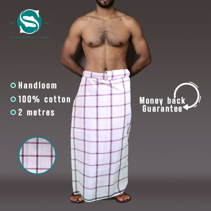 Big Lite maroon checkered white Lungi