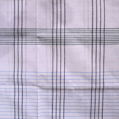 Long black/blue checkered white Lungi