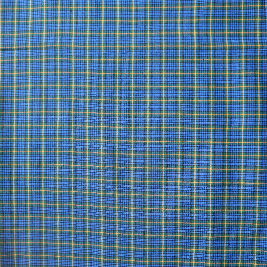 Yellow lined blue checkered lungi